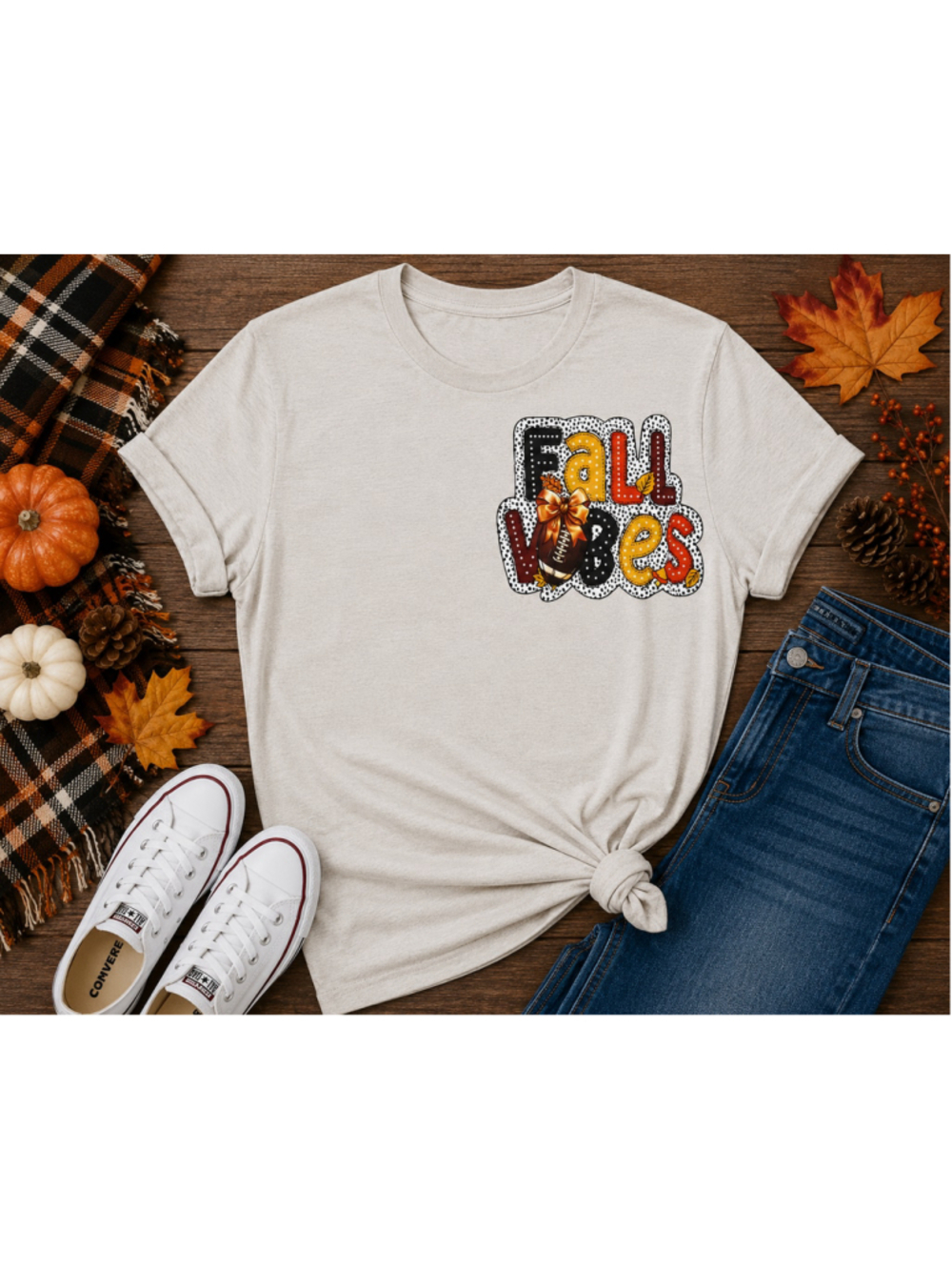Fall Vibes Casual Bubble Letters Football Women Graphic Short Sleeve Tees XL